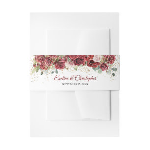 Bandeau De Faire-part Aquarelle bordeaux et rougir rose eucalyptus