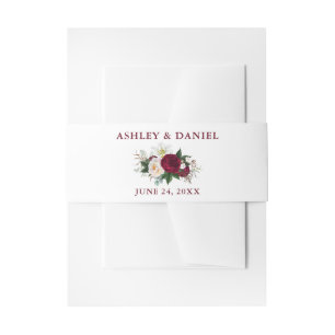 Bandeau De Faire-part Aquarelle Bourgogne Floral Mariage
