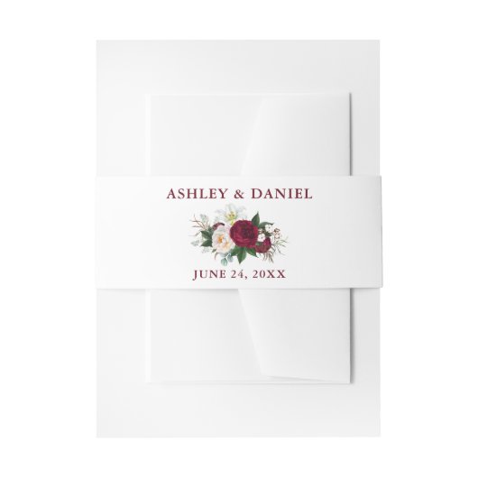 Bandeau De Faire-part Aquarelle Bourgogne Floral Mariage (Devant example)