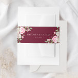 Bandeau De Faire-part Aquarelle Bourgogne Florale Mariage élégant<br><div class="desc">Un élégant groupe de ventre à faire-part de mariage floral,  avec des fleurs d'aquarelle rose sur un arrière - plan rouge bordeaux.</div>