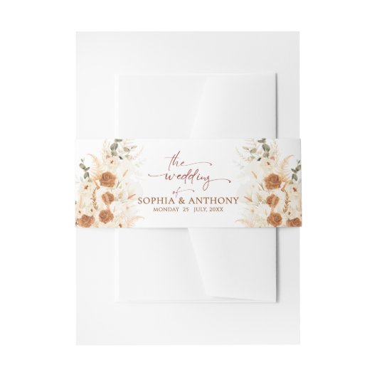 Bandeau De Faire-part Aquarelle Calla Lily & Mariage Rose (Devant example)