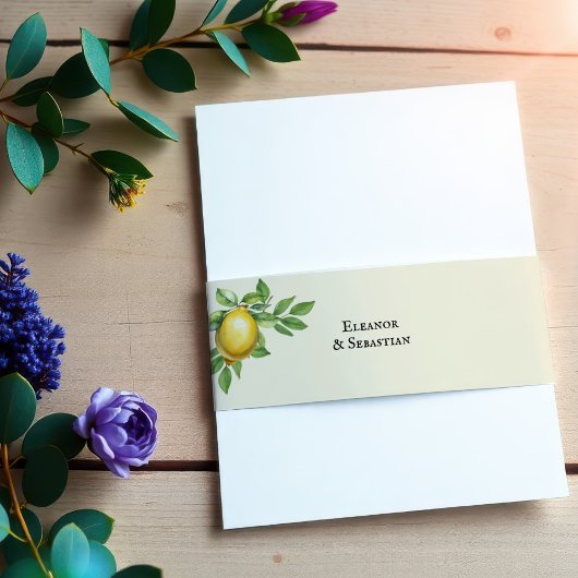 Bandeau De Faire-part Aquarelle Citron Jaune Citrus Russe Mariage