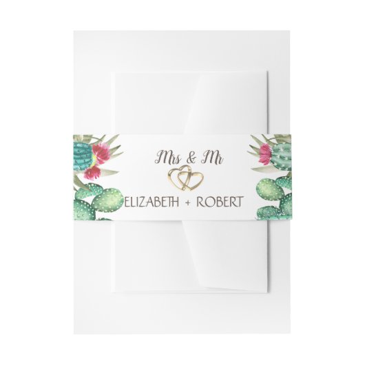 Bandeau De Faire-part Aquarelle Coeurs de cactus (Devant example)