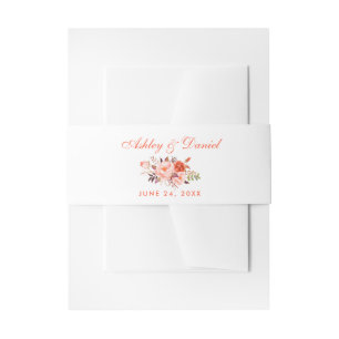 Bandeau De Faire-part Aquarelle Coral Floral Mariage