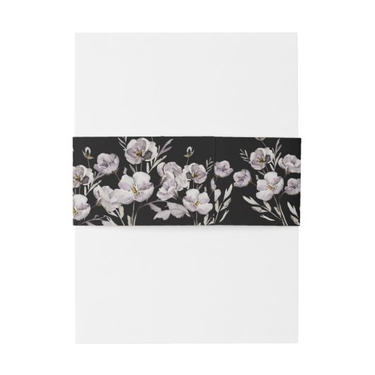 Bandeau De Faire-part Aquarelle de fleur violet poussiéreuse, noire (Dos Example)