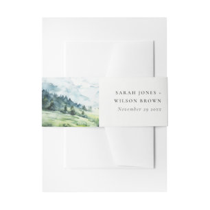Bandeau De Faire-part Aquarelle douce Mariage paysage de montagne de nei