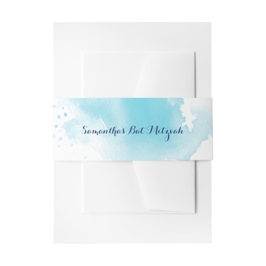 Bandeau De Faire-part Aquarelle Élégante joli bleu turquoise (Devant example)