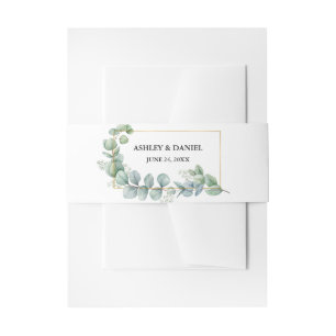 Bandeau De Faire-part Aquarelle Eucalyptus Verdure Mariage Gold Frame