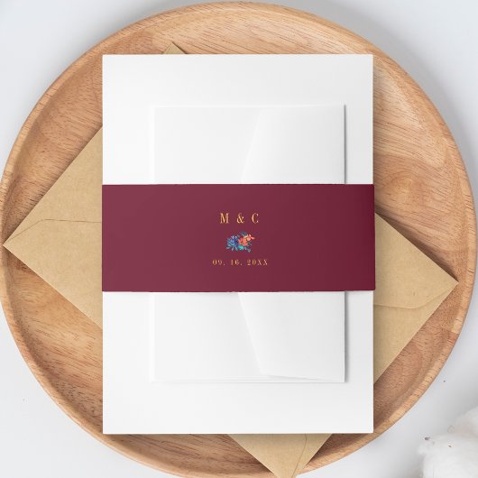 Bandeau De Faire-part Aquarelle Fleur mexicaine Mariage Bourgogne