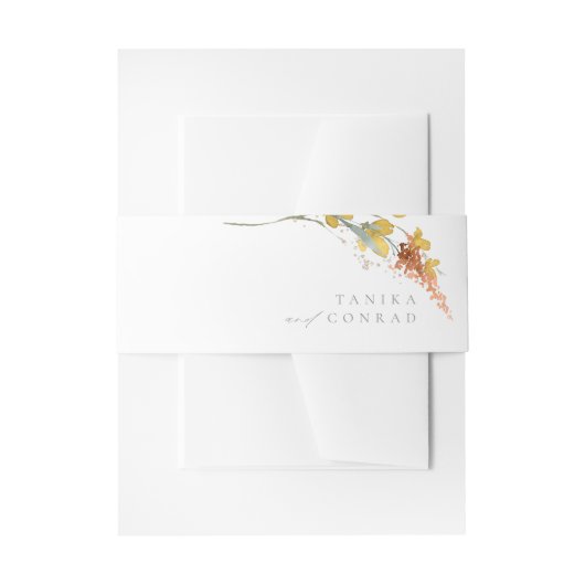 Bandeau De Faire-part Aquarelle fleur sauvage Mariage Gold ID954 (Devant example)