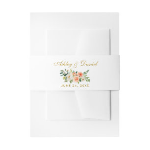 Bandeau De Faire-part Aquarelle Floral Coral Mariage or
