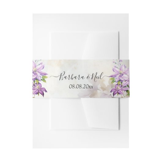 Bandeau De Faire-part Aquarelle Floral Mariage Lavande (Devant example)