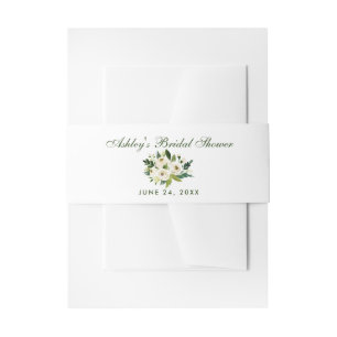 Bandeau De Faire-part Aquarelle Floral Vert Fête des mariées blanche G