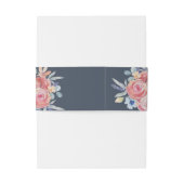 Bandeau De Faire-part Aquarelle florale Mariage bleu foncé (Dos Example)