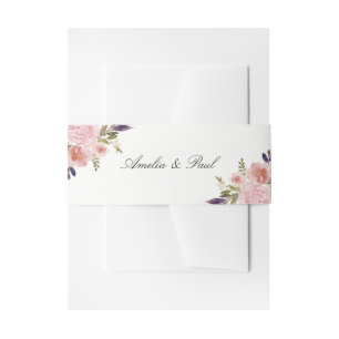 Bandeau De Faire-part Aquarelle florale Peonies Invitation Bande de vent