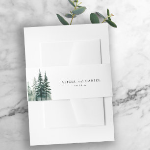 Bandeau De Faire-part Aquarelle forêt pins arbres mariage rustique
