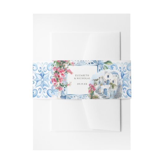 Bandeau De Faire-part Aquarelle Grèce | Monogramme Mariage (Devant example)