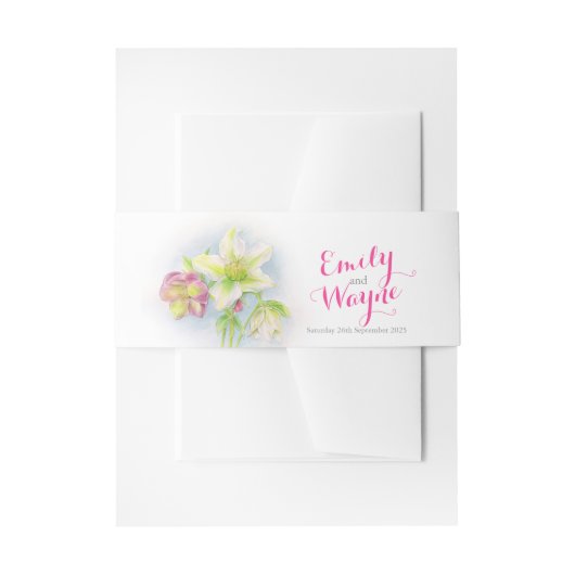 Bandeau De Faire-part Aquarelle Hellebore fleurs printanières art mariag (Devant example)