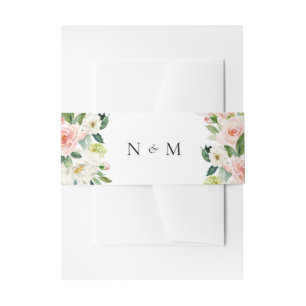 Bandeau De Faire-part Aquarelle Jardin Fleurs Printemps Mariage Monogram
