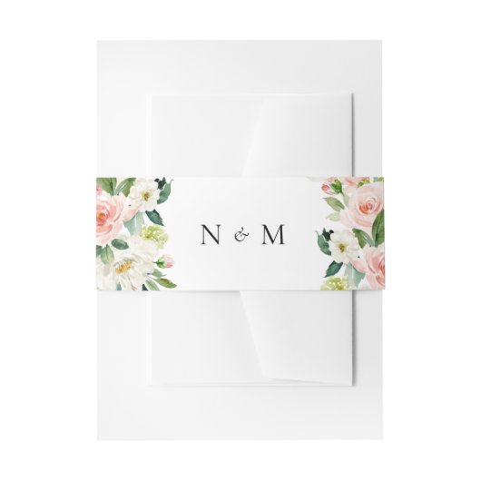 Bandeau De Faire-part Aquarelle Jardin Fleurs Printemps Mariage Monogram (Devant example)