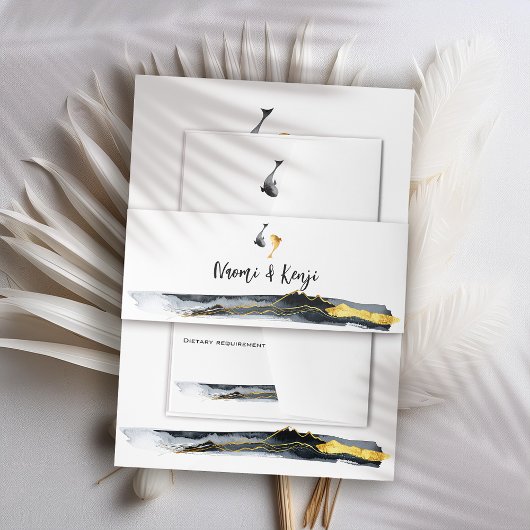 Bandeau De Faire-part Aquarelle Koi Fish Mariage