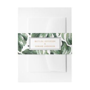 Bandeau De Faire-part Aquarelle mariage en feuille de palme tropicale