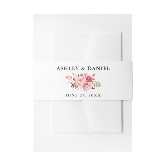 Bandeau De Faire-part Aquarelle mariage rose Floral (Devant example)