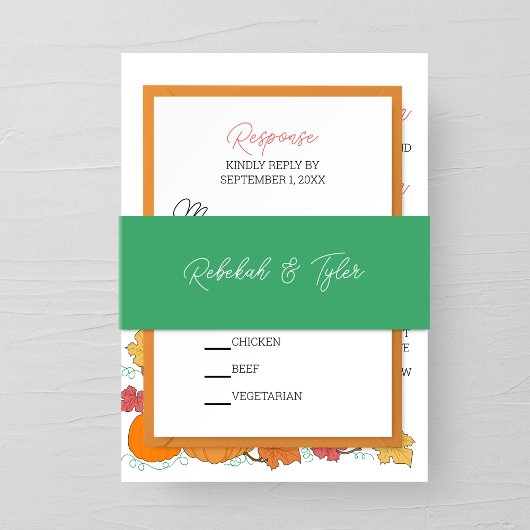 Bandeau De Faire-part Aquarelle Mariage vert automne