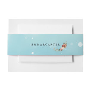 Bandeau De Faire-part Aquarelle minimale Mariage bleu océan