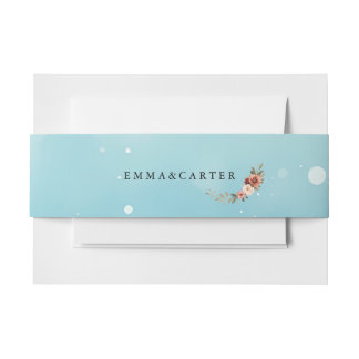 Bandeau De Faire-part Aquarelle minimale Mariage bleu océan