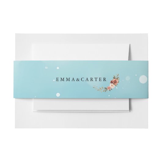 Bandeau De Faire-part Aquarelle minimale Mariage bleu océan (Devant Example)