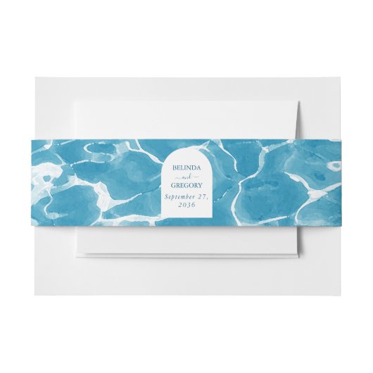 Bandeau De Faire-part Aquarelle moderne Blue Ocean Beach Mariage (Devant Example)