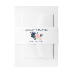 Bandeau De Faire-part Aquarelle moderne Classique Bleu rose Mariage Flor
