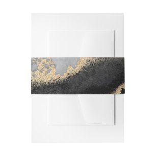 Bandeau De Faire-part Aquarelle moderne noire et or