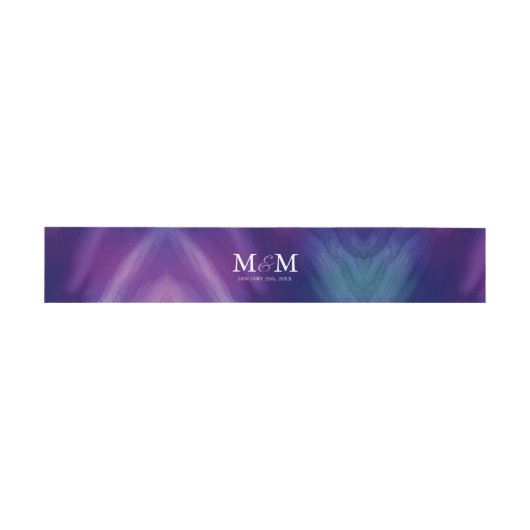 Bandeau De Faire-part Aquarelle moderne violet Mariage bleu marine (Plat)