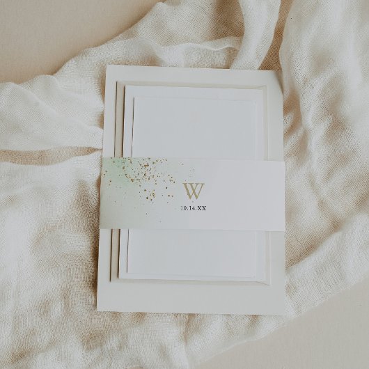 Bandeau De Faire-part Aquarelle or Confetti Monogramme Mariage