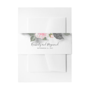 Bandeau De Faire-part Aquarelle rose et gris Mariage floral