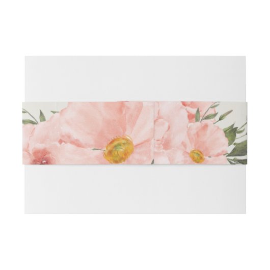 Bandeau De Faire-part Aquarelle rose Fleurs Faire-part de mariage Ventre (Dos exemple)