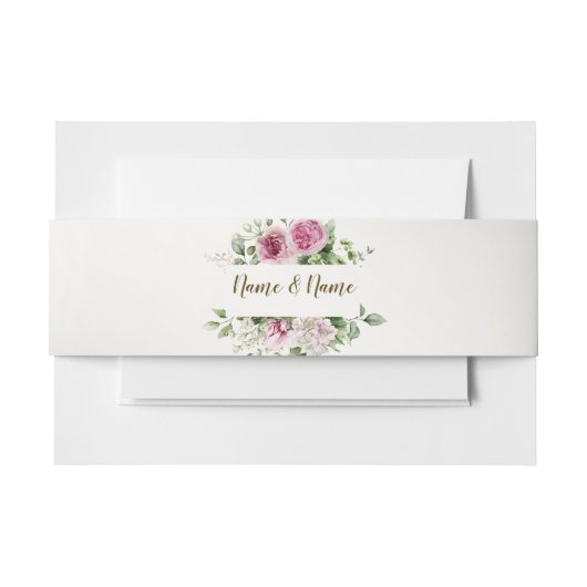 Bandeau De Faire-part Aquarelle rose Floral Frame Bronze brillant (Devant Example)