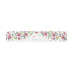 Bandeau De Faire-part Aquarelle rose jaune Mariage Floral