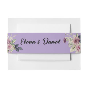 Bandeau De Faire-part Aquarelle rose lavande rose minimaliste