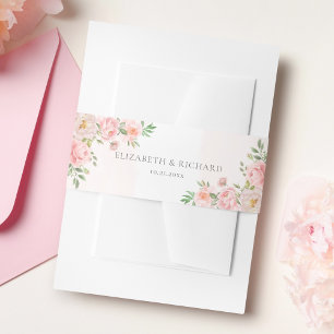 Bandeau De Faire-part Aquarelle rose pâle Mariage de verdure Florale