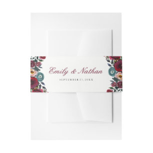 Bandeau De Faire-part Aquarelle rouge Bourgogne Floral Mariage Belly Ban