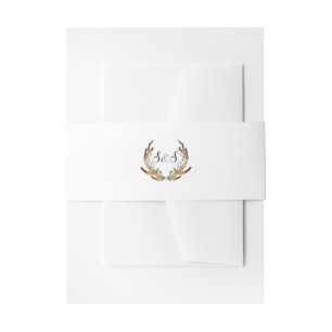 Bandeau De Faire-part Aquarelle Rustique Antler Initiales MARIAGE