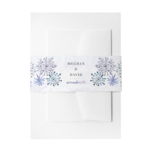 Bandeau De Faire-part Aquarelle rustique Snowflakes Blue Winter Wedding