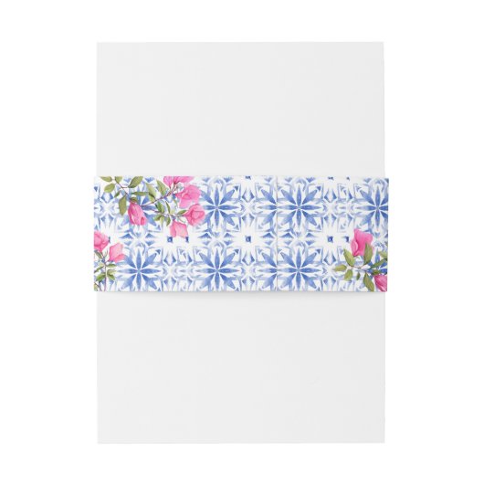 Bandeau De Faire-part Aquarelle Santorini Grèce mariage bleu et blanc (Dos Example)