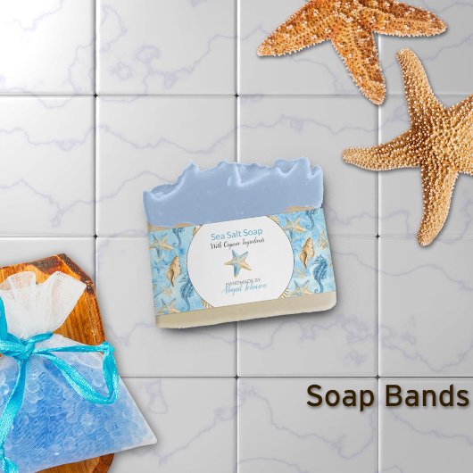 Bandeau De Faire-part Aquarelle Starfish Plage à thème savon enveloppé