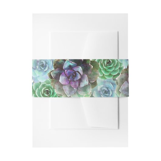 Bandeau De Faire-part Aquarelle Succulente invitation bande ventre (Devant example)