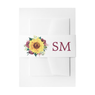Bandeau De Faire-part Aquarelle Tournesol Floral Monogramme