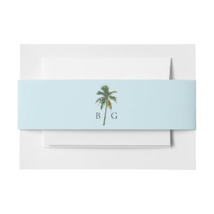 Bandeau De Faire-part Aquarelle tropicale Palms & Monogramme de mariage 
